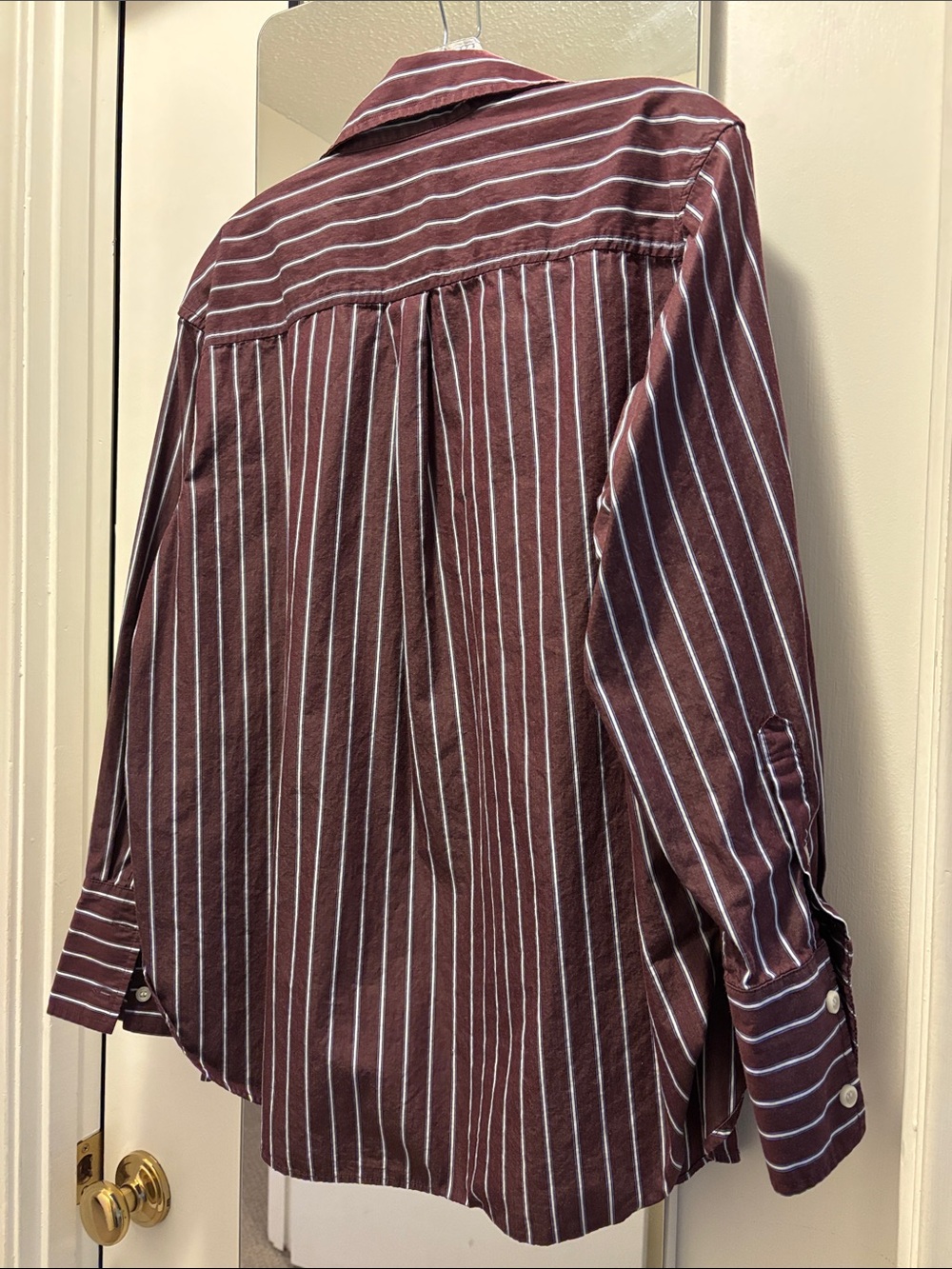 GAP Big Shirt Burgundy Stripe Button-Up Shirt - Picture 3 of 4